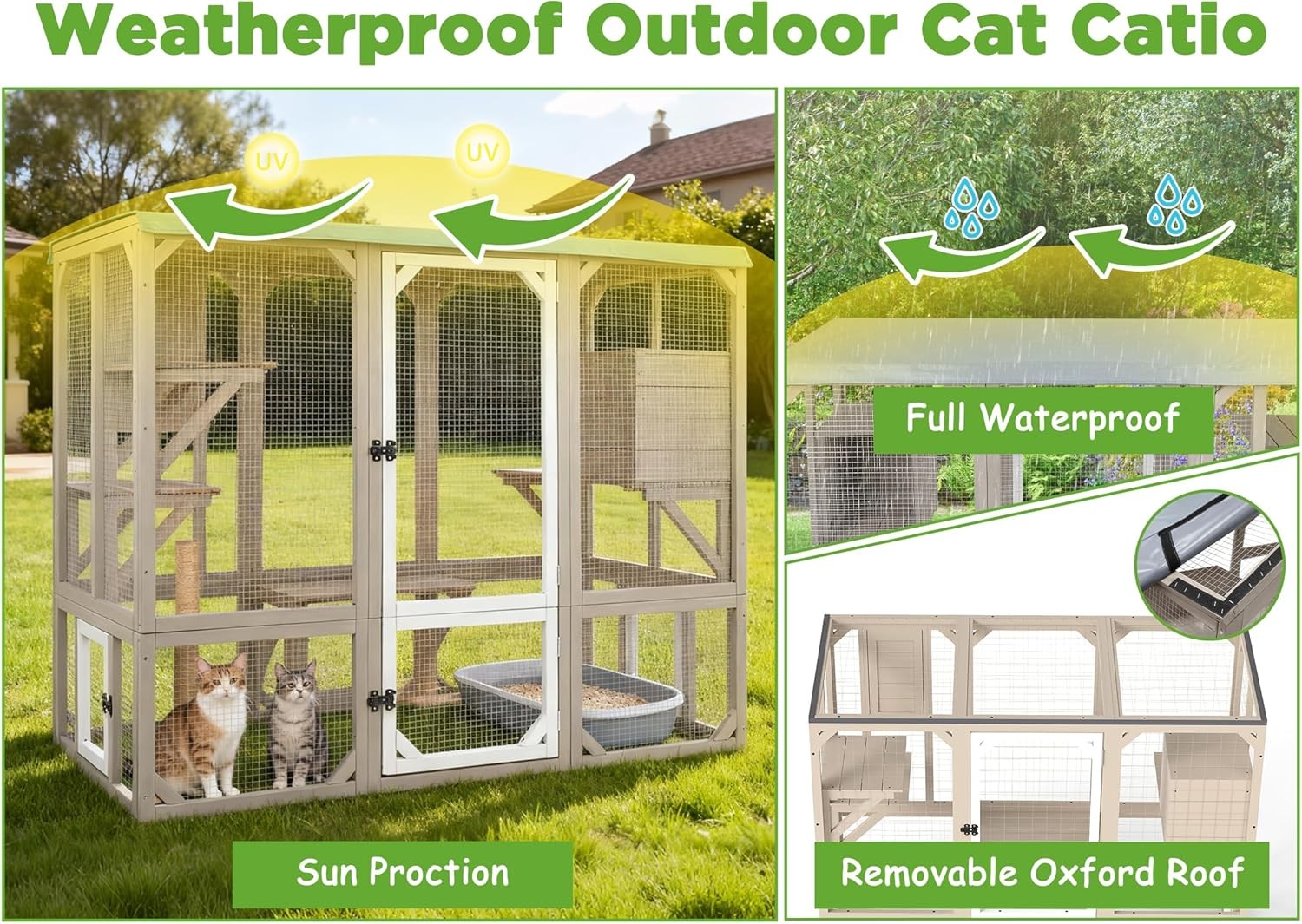 Petscosset Outdoor Cat Enclosures 4 Story Large Cat House with Jumping Platforms