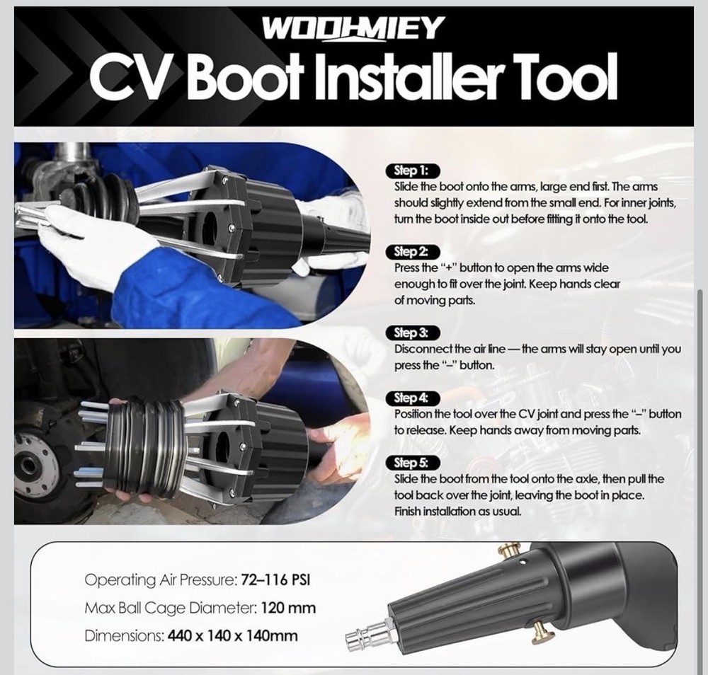 Pneumatic CV Boot Expander Tool Kit Blue Universal Joint Installer Set