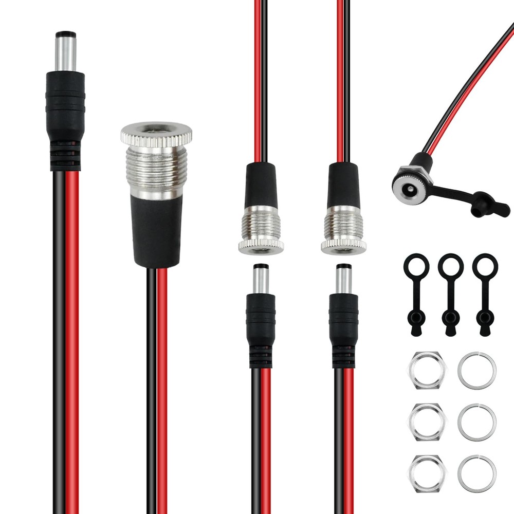 SDTC Tech 3 Sets 5.5 x 2.5 MM 10A DC Power Jack Socket Threaded × 2.5mm