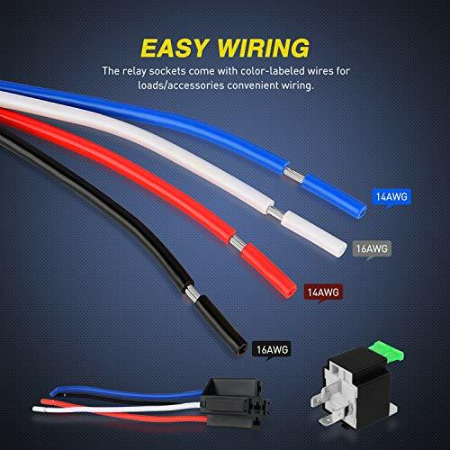 NILIGHT 5PACK 12V 4Pin SPST 30/40 AMP Auto Relay + 14AWG Sockets Wires adn Fuse