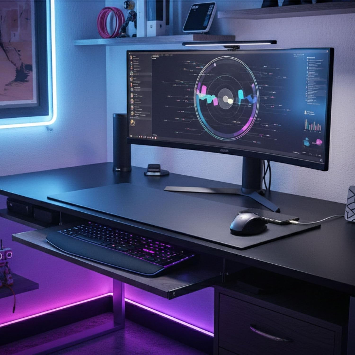 Black Leatherette 30" X 12.5" Keyboard/Mouse Desk Mat