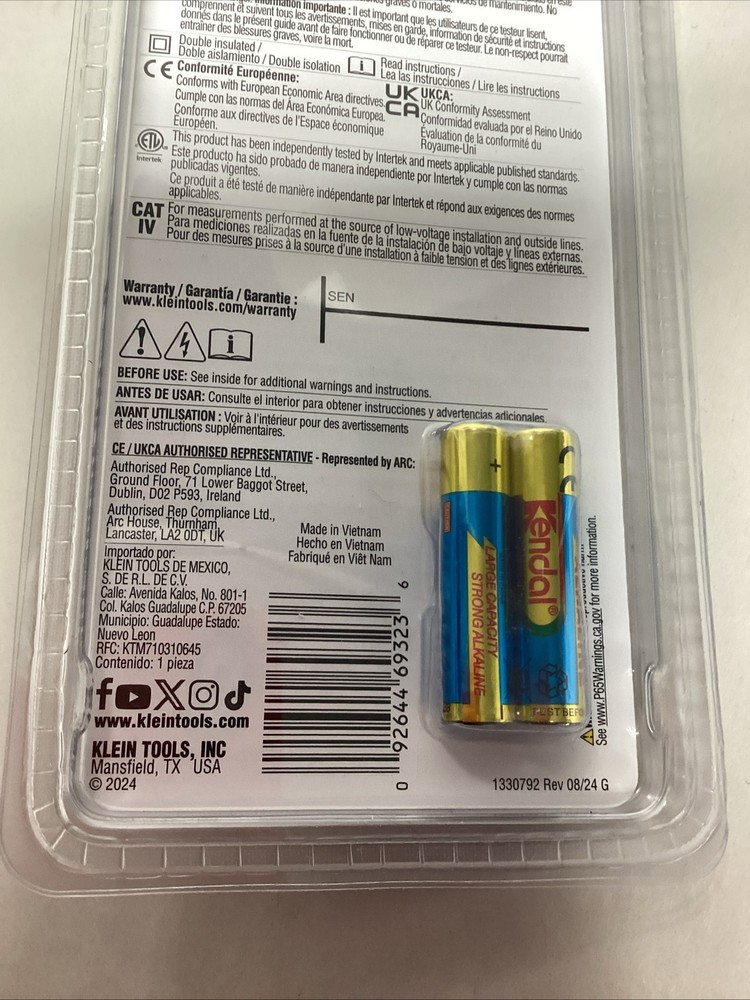 Klein Tools NCVT3P Dual Range Voltage Tester With Flashlight- Free S&H
