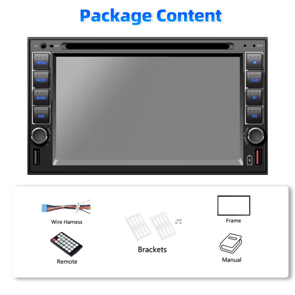 6.2" USB/SD/AUX Stereo Touch Screen Bluetooth 2 Din DVD/CD Player Remote control