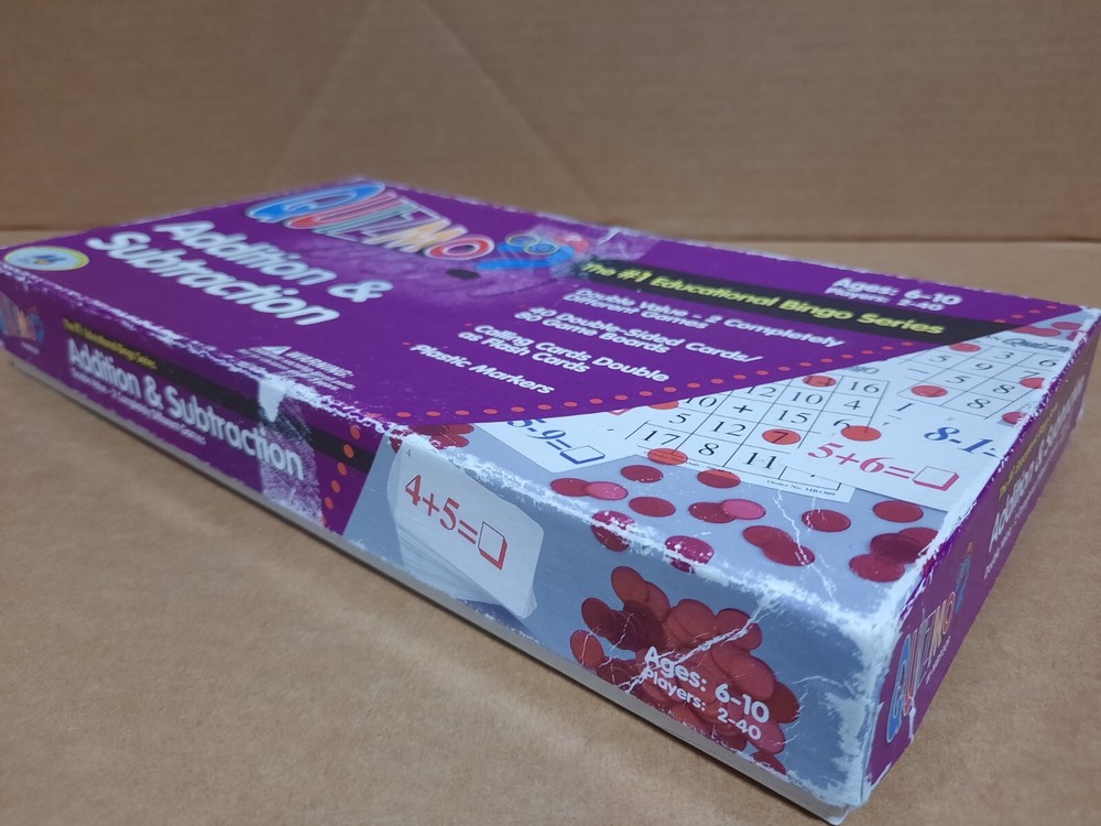 QUIZMO Addition & Subtraction Educational Bingo Game Flash Cards Learning Used