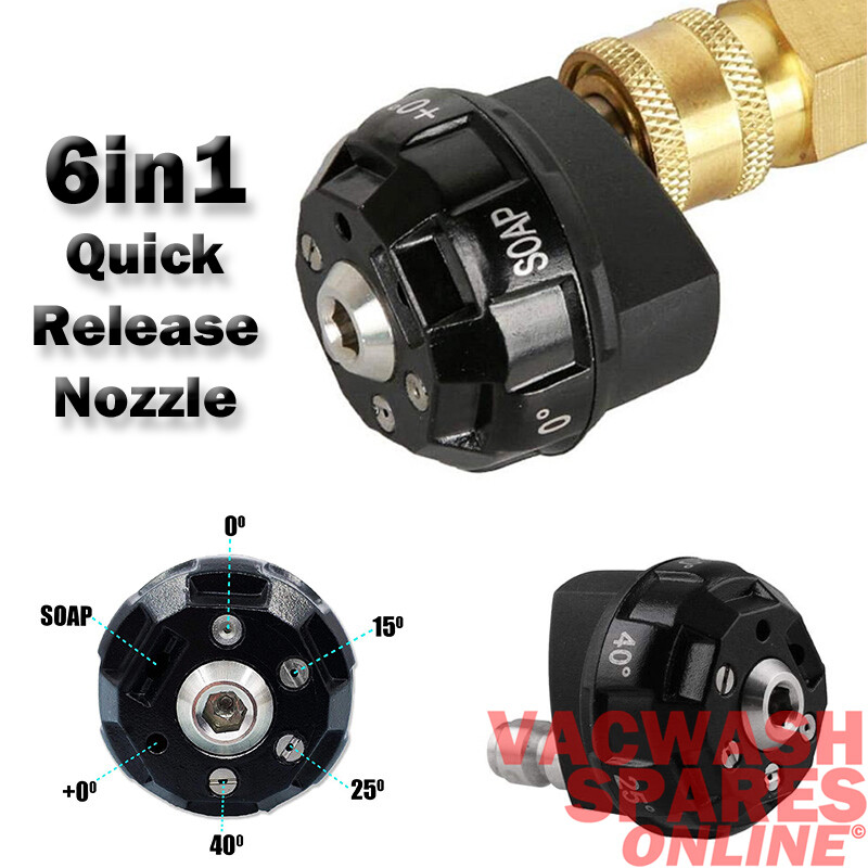6in1 QUICK RELEASE SPRAY NOZZLE - PRESSURE WASHER MULTI PATTERN SPRAY NOZZLE