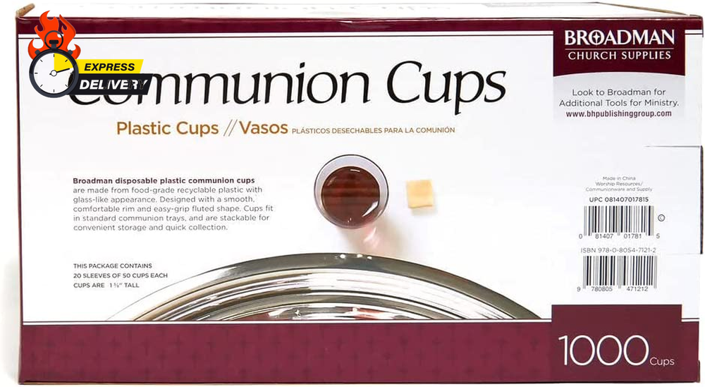 Plastic, Disposable, Recyclable Communion Cups, 1000 Count