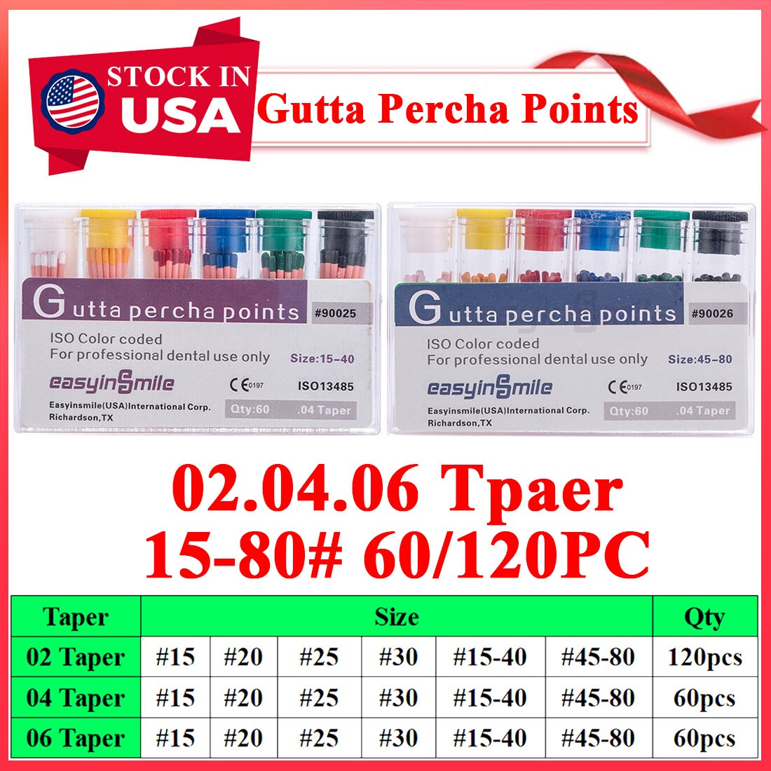 Dental Endo Gutta Percha Points Endodontic Obturation 02.04.06 Taper Easyinsmile