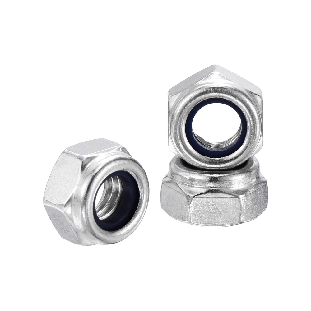 30Pcs Nylon Lock Hex Nuts - [M6-1], 304 Stainless Nuts, Silver