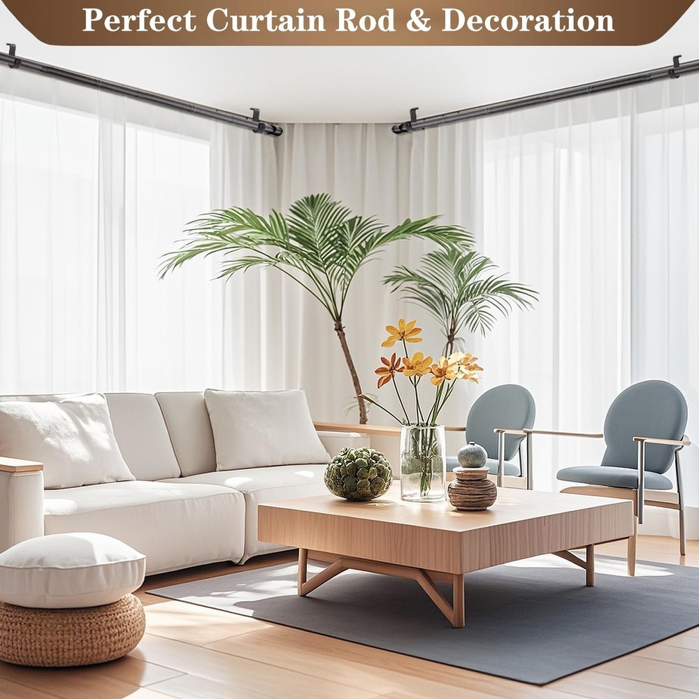 Curtain Rod Brackets - Ceiling Mount, Black (3 PCS) 3