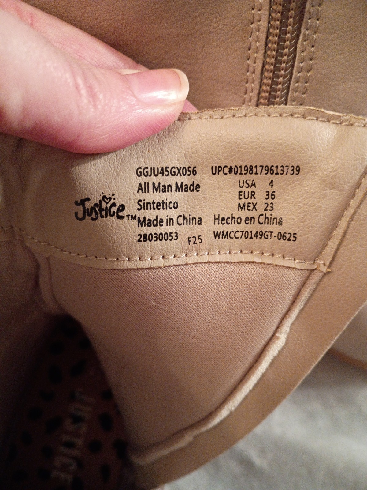 New Justice Western Cowgirl Boots Big Girls Size 4 Tan Embroidered Fringe Riding