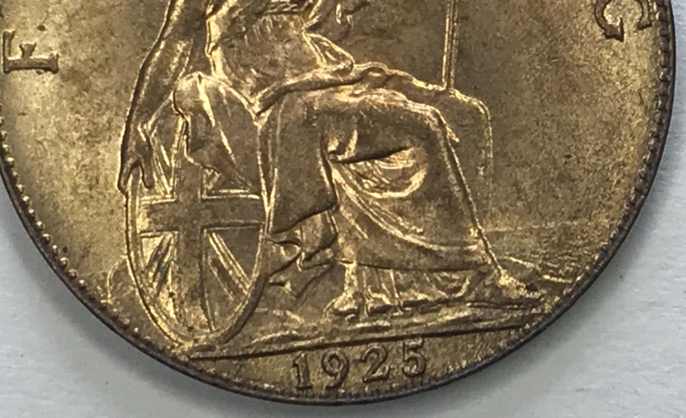 🇬🇧🇬🇧🇬🇧 1925 United Kingdom 1 Farthing - George V UNC 🇬🇧🇬🇧🇬🇧