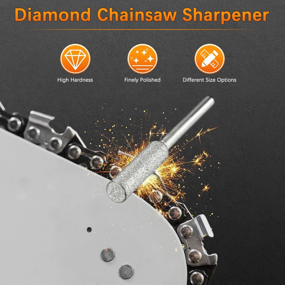 Chainsaw Sharpener with Box [12pcs] - Chainsaw Sharpening - [Silver- 7/32 Inch]