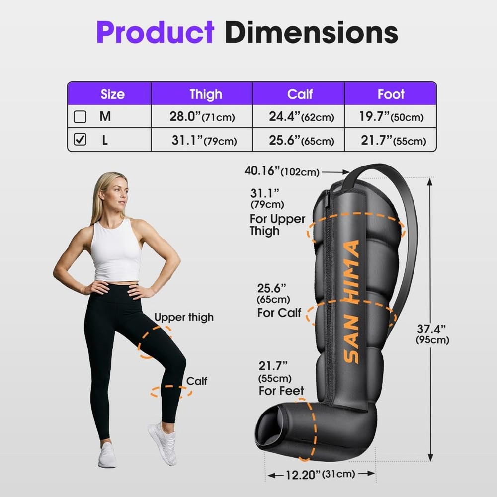 SAN HIMA Air Compression Leg Massager - Sequential Full Leg Compression Boots...