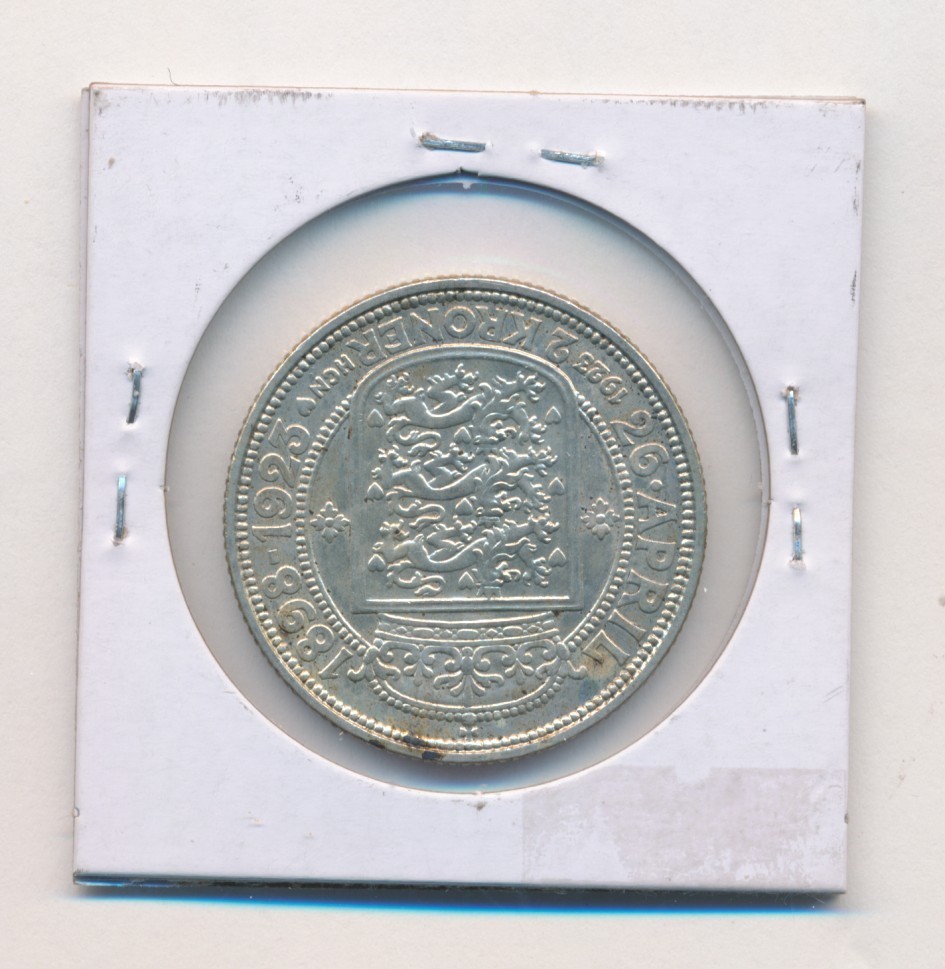 1923 DENMARK 2 KRONER SILVER WEDDING