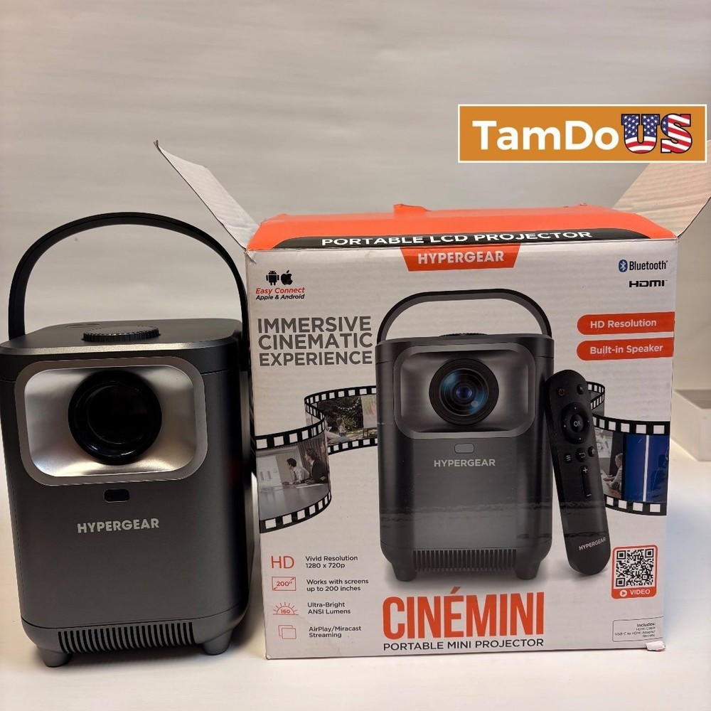 HyperGear CineMini Portable LCD Projector HD Bluetooth HDMI Built-In Speaker