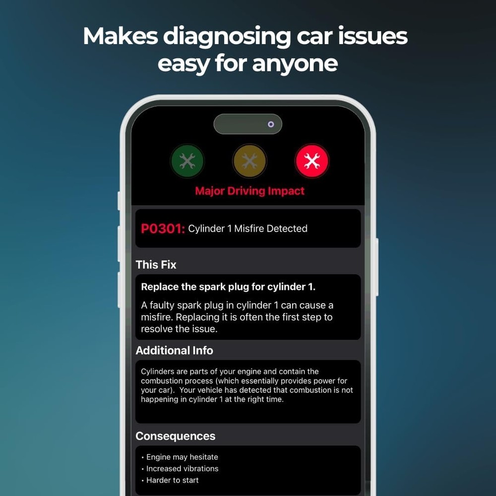 FIXD Bluetooth OBD2 Scanner for Car - Code Readers & Scan Tools for...