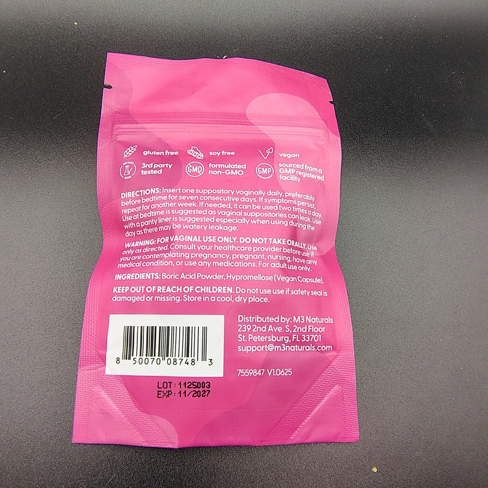 Boric Acid Vaginal Suppositories 30 Count
