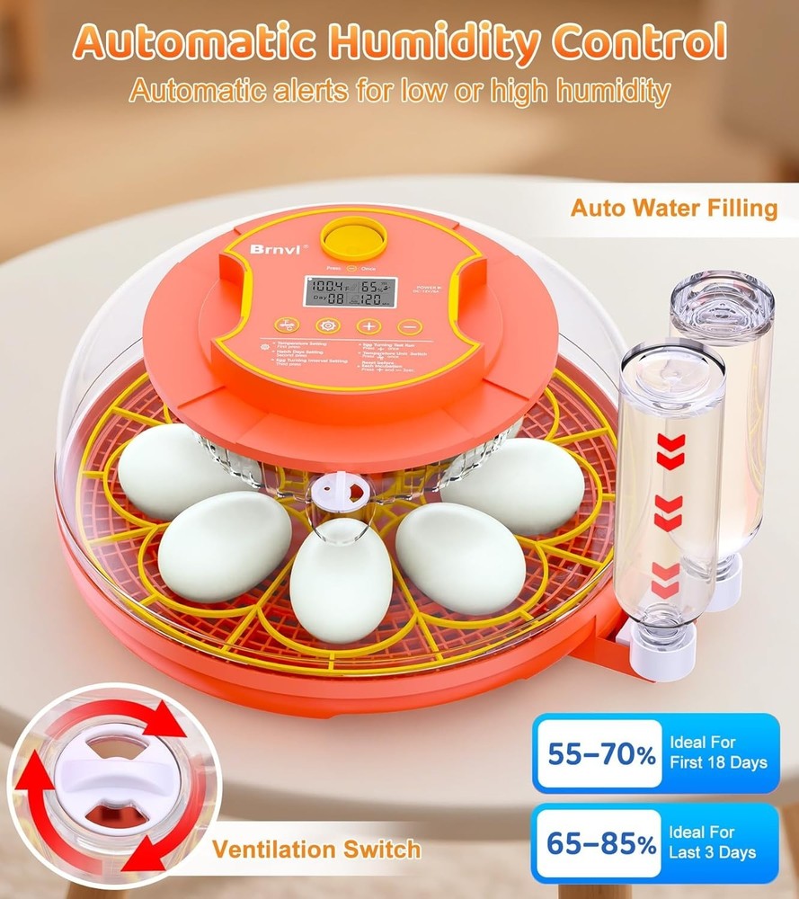 18 Egg Incubator with Automatic Egg Turning and Humidity Control Settings / NIB