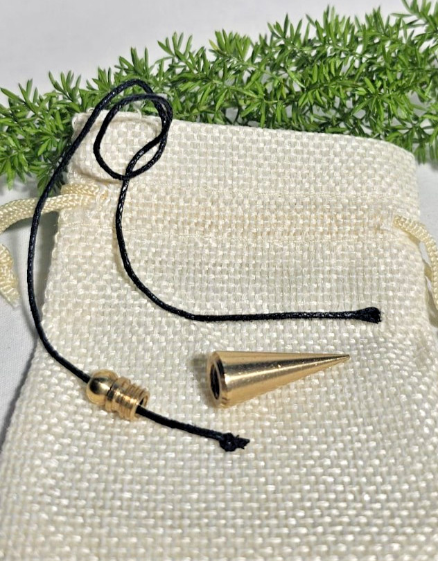 Cone Shaped Dowsing Biolocation Pendulum Brass Gold Toned Gift With A Thread