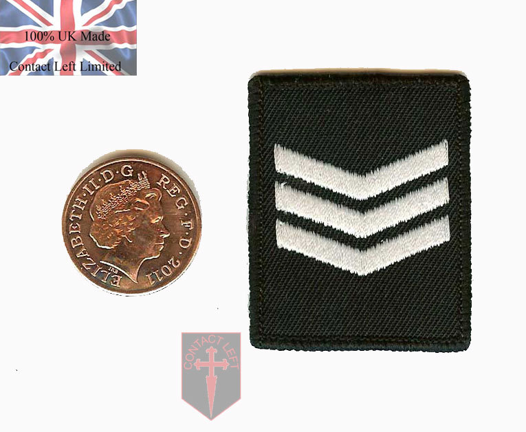 Black Sergeant SGT - Hook (Sticky) RANK Patch ( Security Close Protection