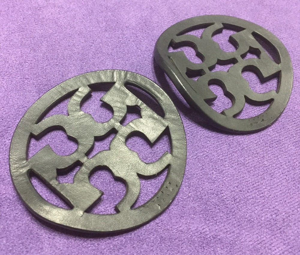 Authentic Tory Burch Black Leather Replacement Emblems Set Of Two
