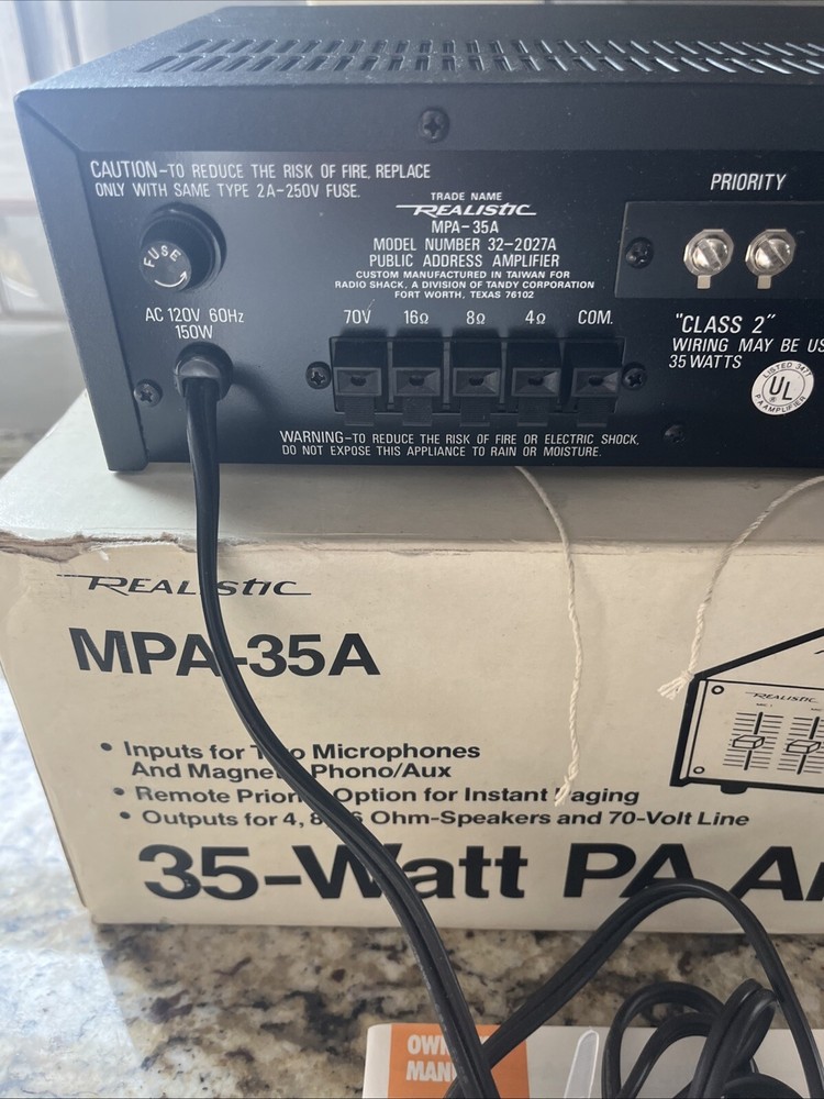 Realistic MPA 35A Public Address Amplifier 35 Watt Model 32-2027A Solid State