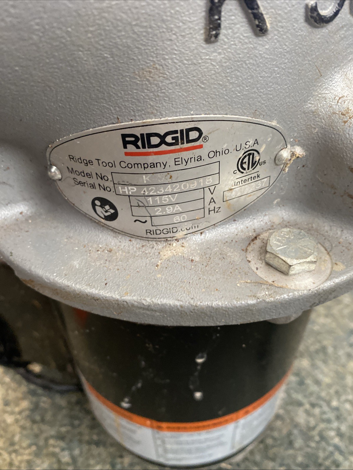 RIDGID K-50 Sectional Drain Cleaning Machine 110V w/Cable and Auger Bits TESTED