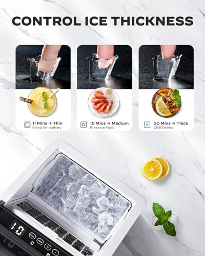 Ice Makers Countertop, 44lbs Per Day, 2 Ice Cube Maker Stainless Steel-cube