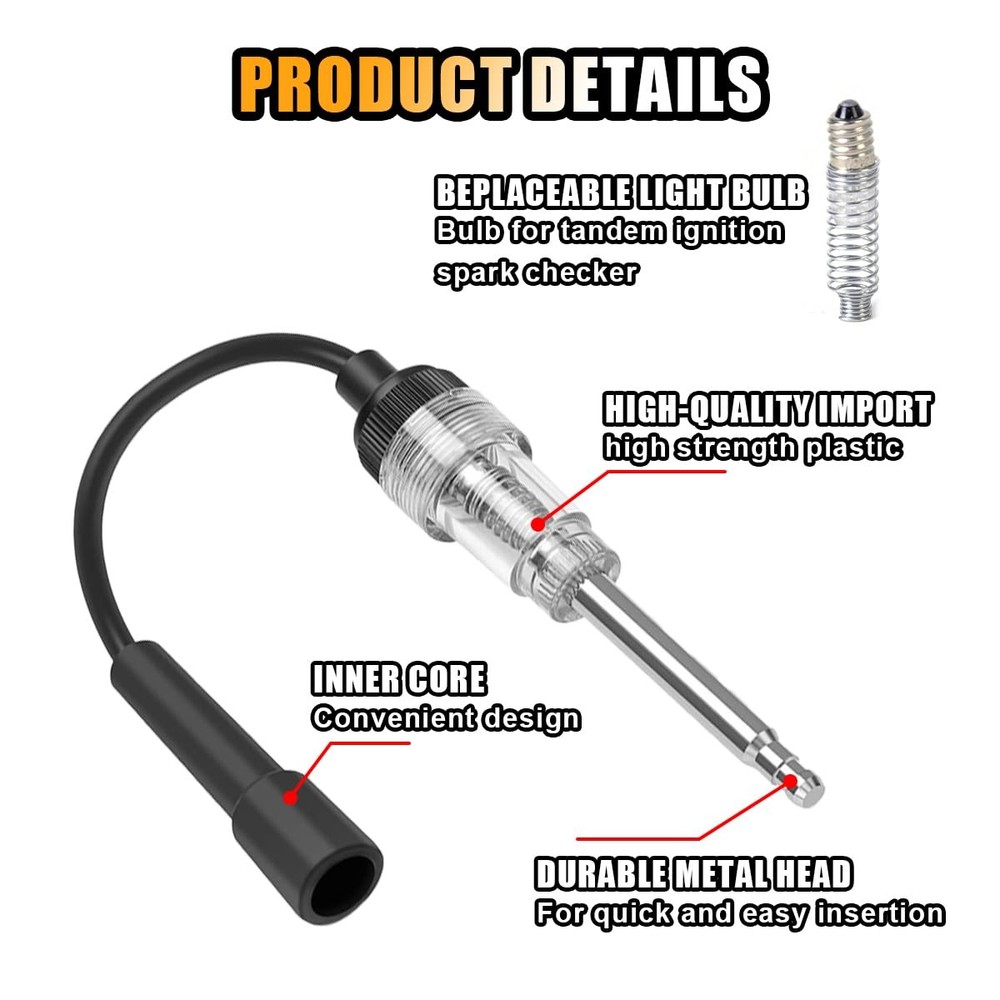 Inline Spark Plug Tester, Straight Boot Ignition Coil Tester 2 PCS, Brown