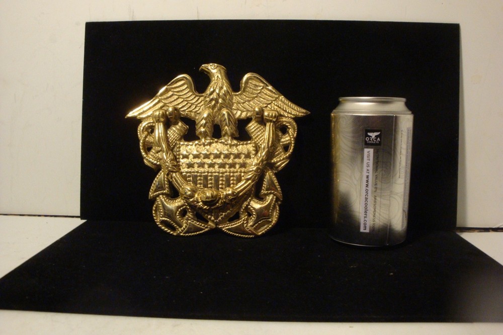 Solid Brass Eagle over flag emblem door knocker without screws
