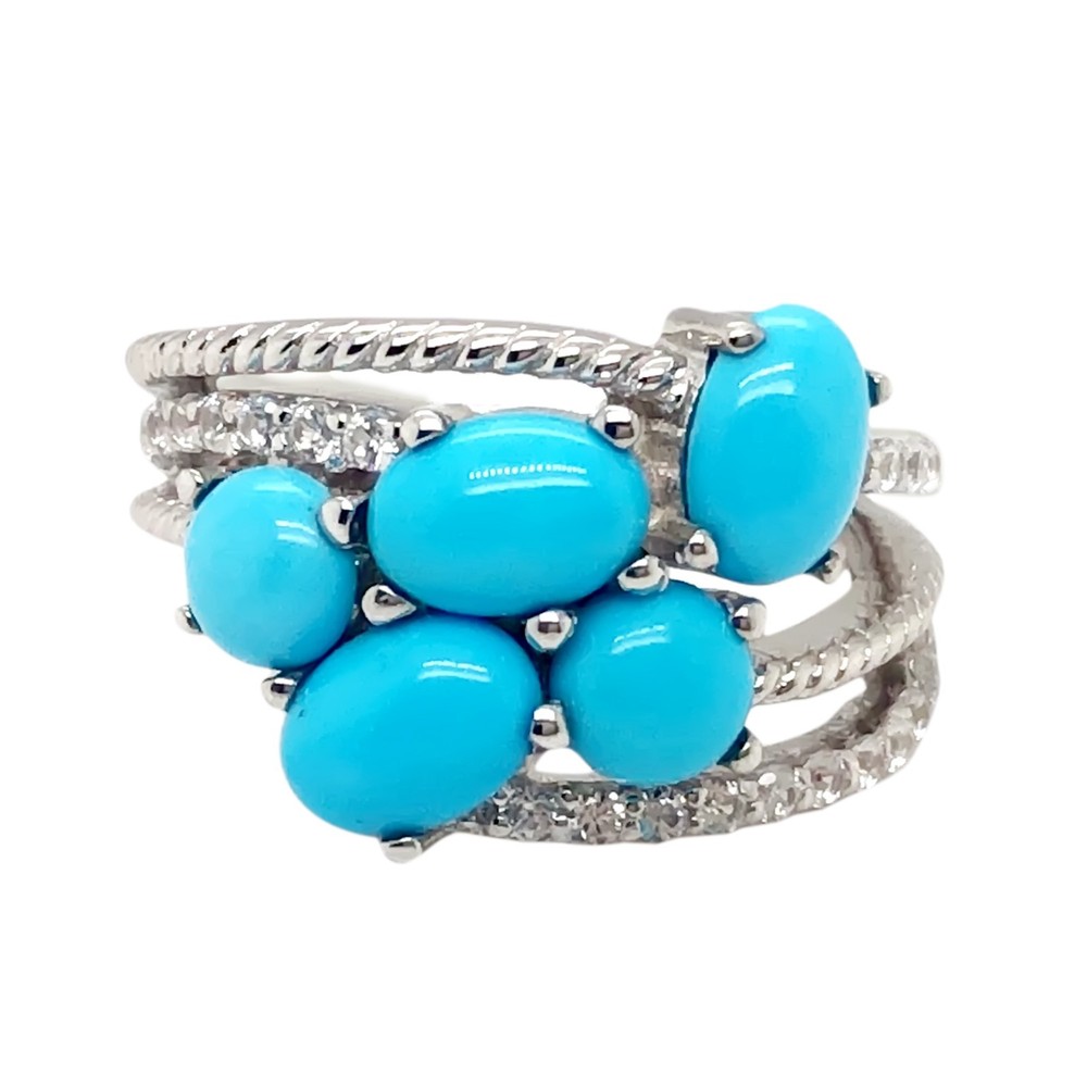 Sleeping Beauty Turquoise Ring7X5mm Oval Cabo Gemstone Ring 925 Silver Ring