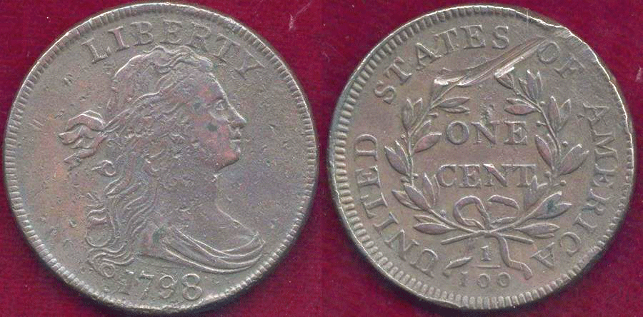 1798 VERY BOLD STRIKE LARGE CENT ++