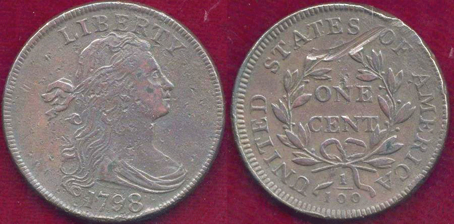 1798 VERY BOLD STRIKE LARGE CENT ++