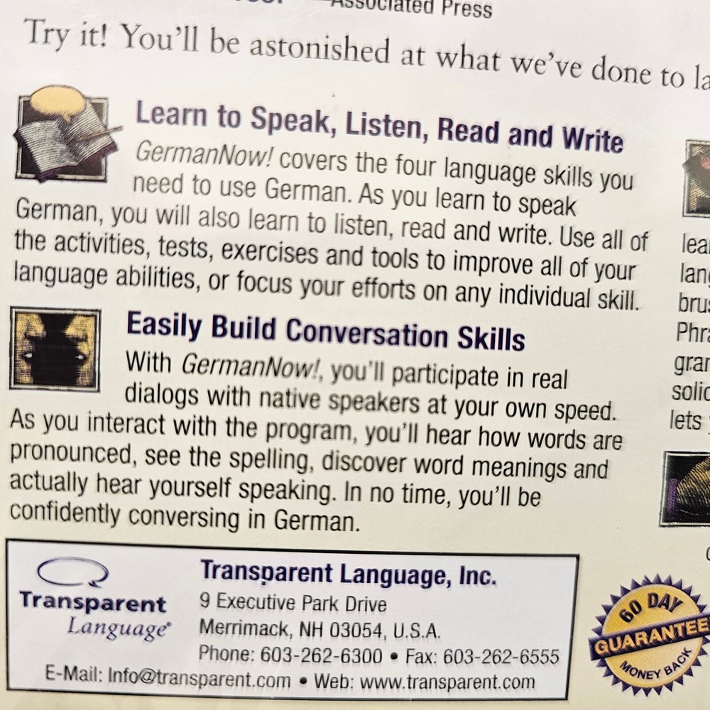 Learn German Now! Version 8 Master program Transparent Language SEALED! win mac