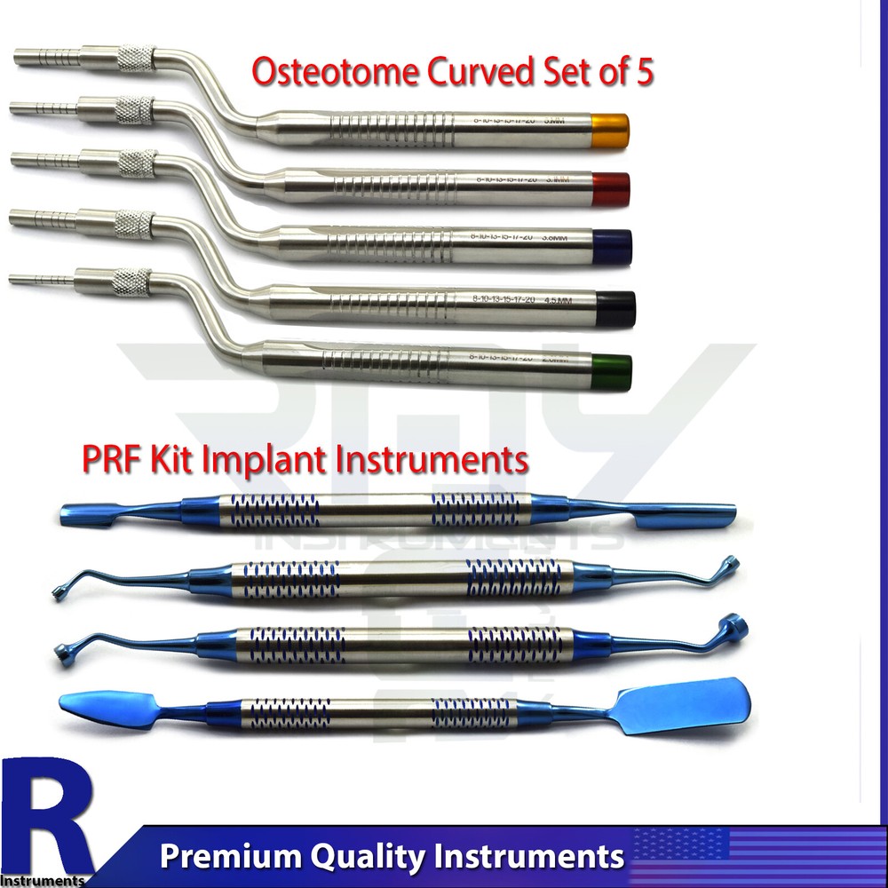 Osteotome Curved Elevators Spreader & Dental PRF Implant Bone Graft Instruments