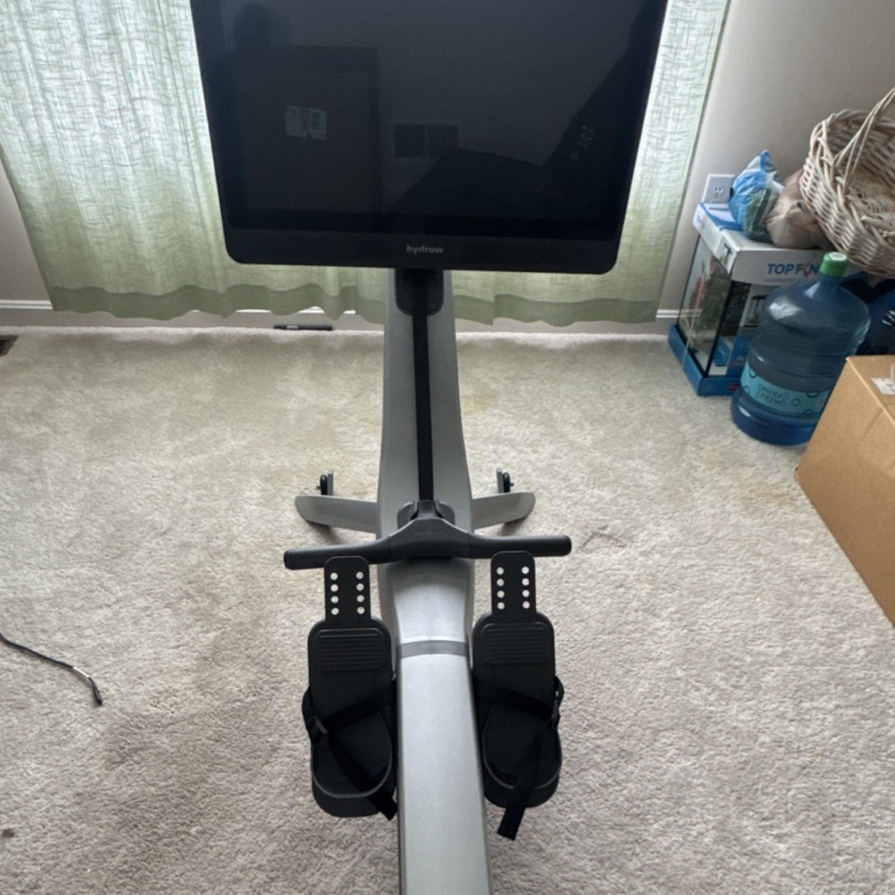 Hydrow Rowing Machine Touchscreen Magnetic Resistance Adjustable Footrests Gray