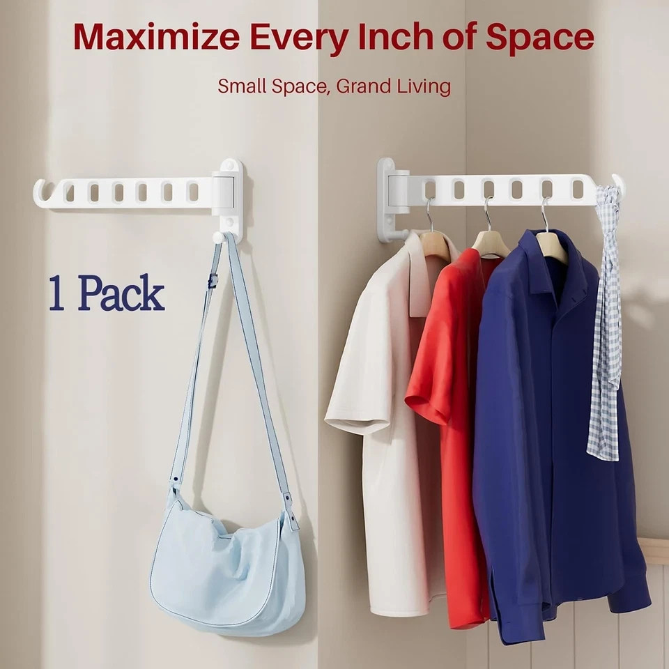 Wall Mounted Drying Rack 1 Pack, Foldable Laundry Drying Rack with 6 Holes, Laun