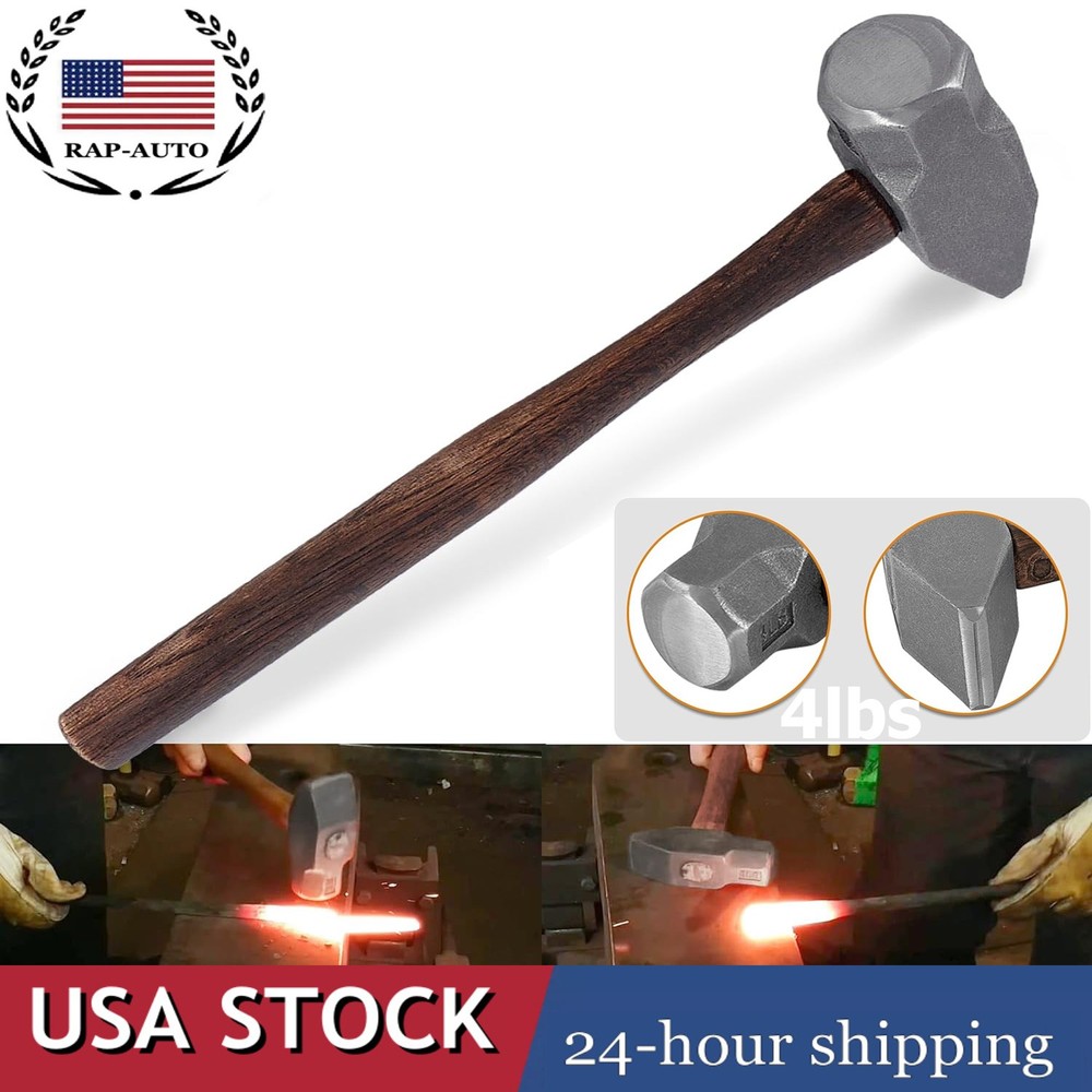 4LB Blacksmith Handmade Forge Hammer for Farrier, Knife Maker,Blacksmith Forging