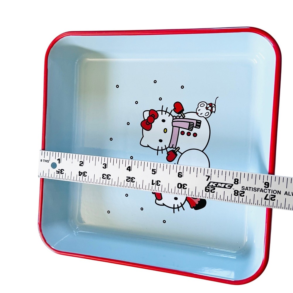 Hello Kitty Square Baking Pan 9" Christmas Snowman Ceramic Casserole Bakeware