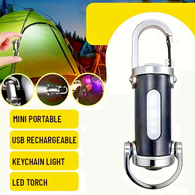 2 X Rechargeable Multi-Mode Mini Keychain Flashlight, 300LM LED work light