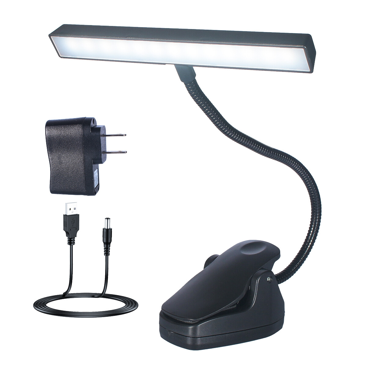 Rechargeable 26 LED 3 Modes Clip-On Orchestra Music Stand Light W/ Adapter Cable