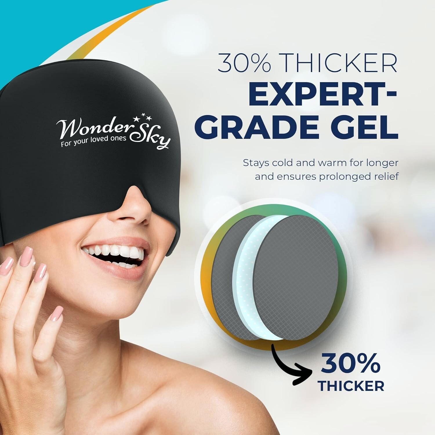 (Large) Migraine Relief Cap Gel Migraine Ice Head Wrap Cold & Hot