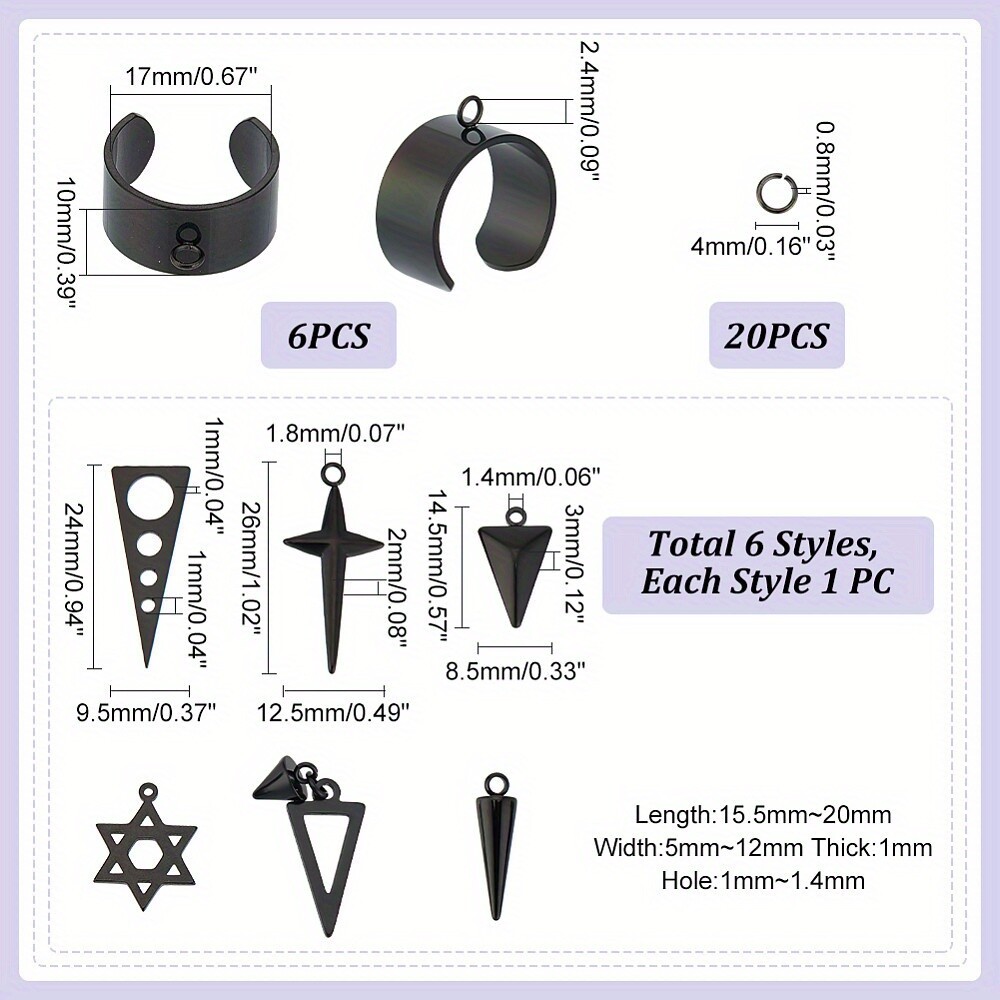 1box Charms Open Ring Making Kit Including Cross & Triangle & Cone & Star
