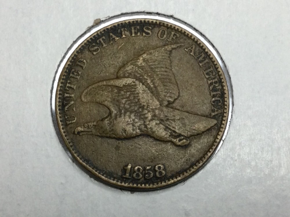 1858 Flying Eagle Cent large letters in extra fine