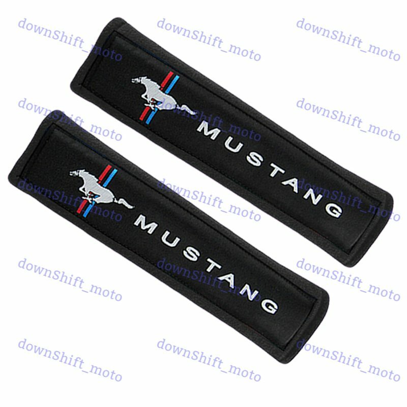 2PCS Black Soft Car Seat Belt Shoulder Cushion Cover Pad Fit For Mustang Auto