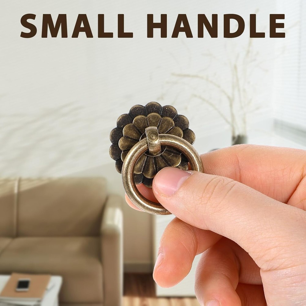 6 Pcs Antique Brass Cabinet Pulls Vintage Drawer Pulls Ring Antique Drawer Pulls