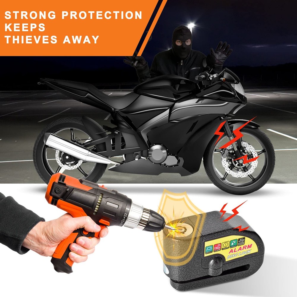 Motorcycle Alarm Disc Brake Lock, Motorcycle Locks AntiTheft Security Wheel D...