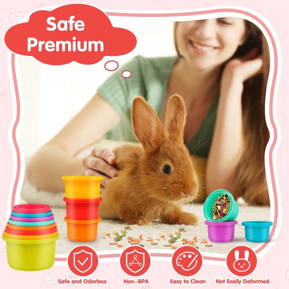 Bunny Toys, Stacking Cups for Rabbits, 8PCS Stackable Plastic Pet Nesting Sna...