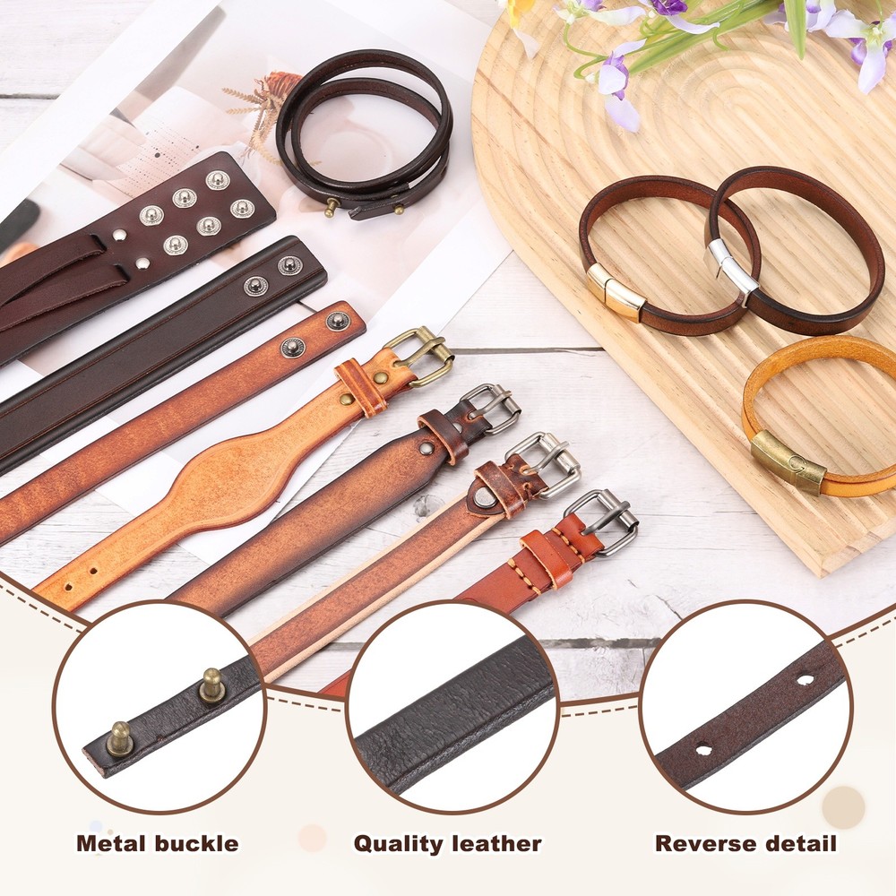 Plain Leather Bracelets Buckle Bangle,Brown Wrap Bracelet Bracelets