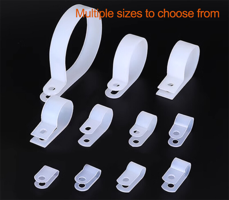 Plastic Fixed Cable Clamp R-type Wire Clamp Cable Clip White Nylon U Clips